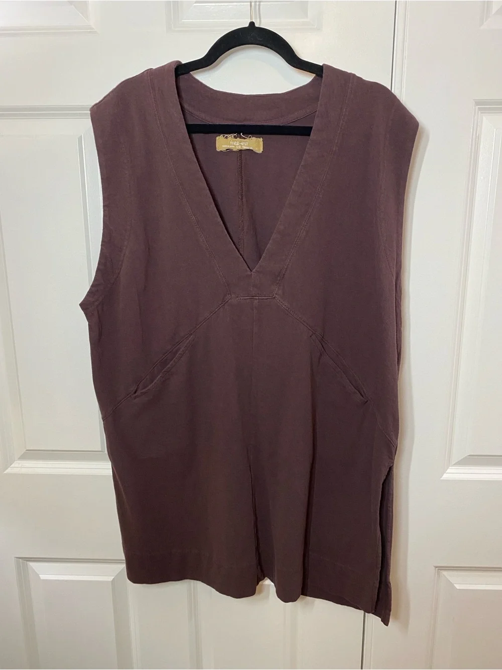 Free People V-Neck Sleeveless Tunic in Plum